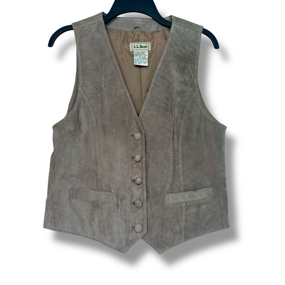 LL Bean Vest Mens Small Brown Suede Leather Vintage Western Cowboy Rodeo - Picture 1 of 10